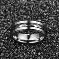 thumbnail image 4 of Men's 8mm Black and Silver Tungsten Carbide Ring Central Faceted Band Beveled Edge Comfort Send to relatives and friends Fit Size 7-12, 4 of 4