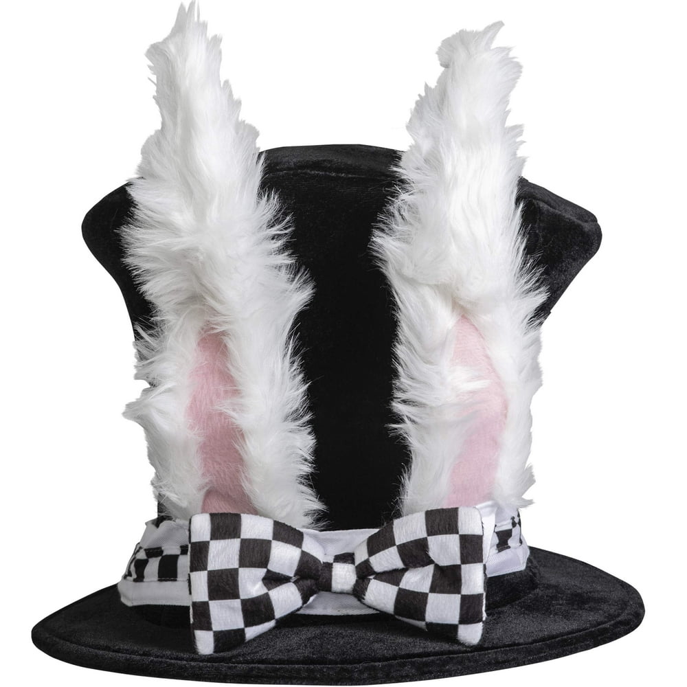 Skeleteen White Rabbit Top Hat Bunny Rabbits Dress Up Costume Hat with Ears for Adults and