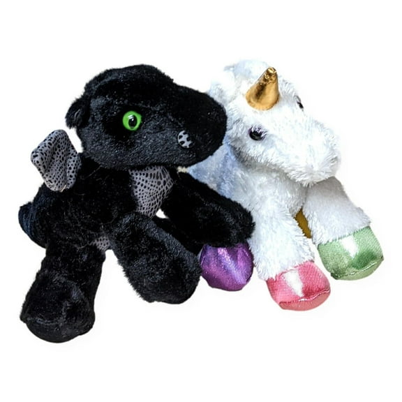 PRISM UNICORN & MIDNIGHT DRAGON Mini Flopsie 8" Stuffed Animal Plush by Aurora