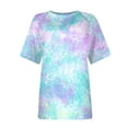 thumbnail image 4 of Summer up to 65% off kttectoa Raglan Loose Fit Tunic T-Shirt Tshirts Shirts for Women Tie Dye Print Blouse Short Sleeve Round Neck Blouse Tops for Womens Party, 4 of 5