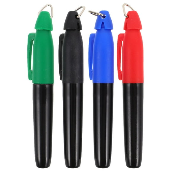 KONTONTY 4PCS Clip-On Marker Pens Keychain Golf Markers Mini Markers with Clips Triangle Hook Markers with Cap Clip Marker Pens Permanent Markers