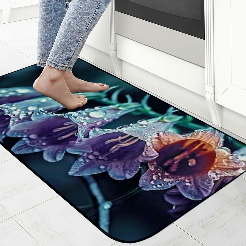 PHYHOO Doormat Floor Rug/Mat - Flowers Purple Bells Nature Decorative Door Mat, Door Mat with Non-Slip Rubber Backing, Easy Cleaning, Traps Dirt, Rug for Entry, Patio, Garage 19.68*47.24 in