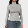 thumbnail image 6 of jjayotai Women's Turtleneck Long Sleeve Shirts Slim Fit Tops | Soft Layering Undershirt Casual Basic Tee Fall Winter Tops, Lightweight Base Layer, 6 of 6