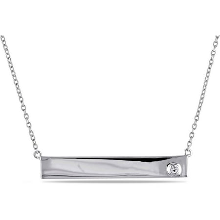 Miabella White Sapphire-Accent Sterling Silver Bar Necklace, 17 with 1 Extender