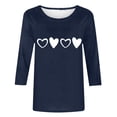 thumbnail image 4 of Plebaso Chemises à Manches 3/4 pour Femmes, Hauts Amples avec Cœur Mignon, Blouses Décontractées à Col Rond Imprimées, 4 of 4