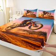 thumbnail image 4 of Manfei Racing Motorbike Queen Sheets,Speed Games Queen Sheet Sets,Brown,4-Piece,1 Flat Sheet, 1 Fitted Sheet and 2 Pillowcases, 4 of 6