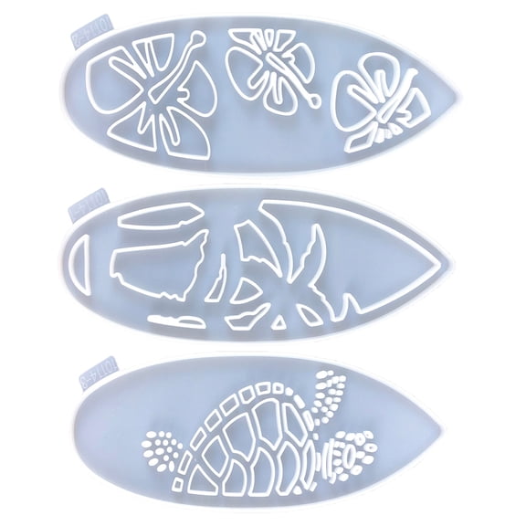 Set of 3 Silicone Mold Surfboard Shaped Wall Decorations Mould Flexible Jewelry Accessory Epoxy Mould for Craft Lovers