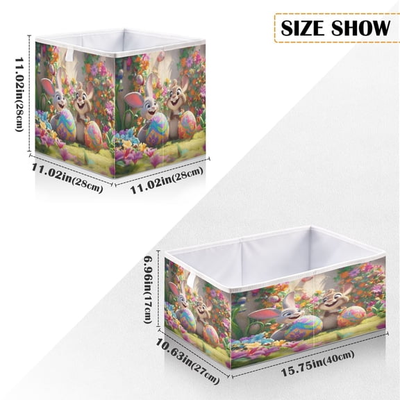 Iauyy Foldable Home Closet Storage Bins - Waterproof 300D Oxford Cube Baskets with Handles for Clothing Storage Books, Bright and Colorful Spring