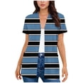 thumbnail image 2 of NTACZA Short Sleeve Women's Cardigans with Pockets Striped Casual Open Front Regular Beachwear Coverups Blue, 2 of 5