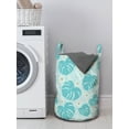 thumbnail image 3 of Exotic Laundry Bag, Pastel Monstera Leaves Tropic Flora Petals Pastel Jungle Paradise Hawaiian, Basket with Handles Drawstring Closure for Laundromats, 13" x 19", Turquoise Pale Peach, by Ambesonne, 3 of 4