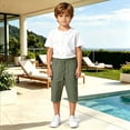 thumbnail image 7 of CONZONE Kids Boys Capri Pants Wide Leg Casual Pants for Child Elastic Waist Drawstring Back To School Athletic Jogger Pants with Pockets, 7 of 7