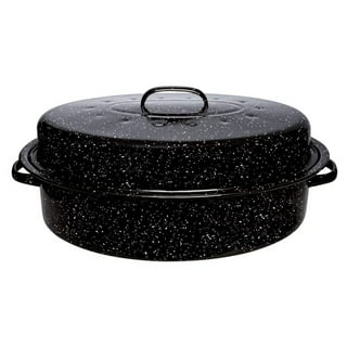 Bayou Classic 7418 12-qt Cast Iron Oval Roaster Features Domed Cast Iron  Lid Perfect For Slow Cooking Roast Turkey Chicken Ham Pot Roast Stews Soups