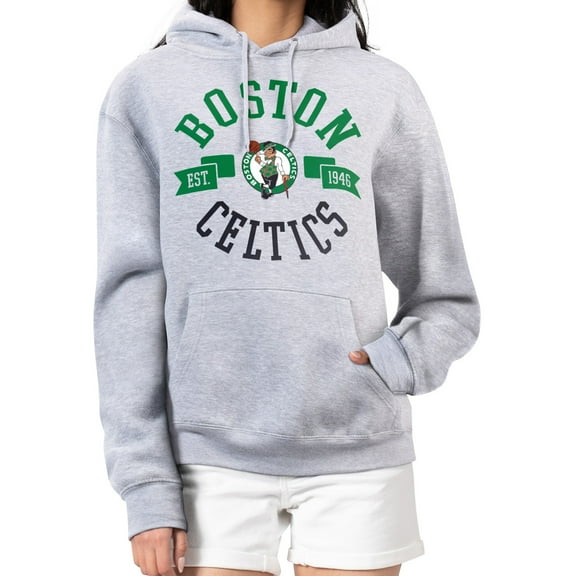Women's G-III 4Her by Carl Banks  Heather Gray Boston Celtics City Pullover Hoodie