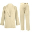 thumbnail image 4 of Blazer for Women Open Front Long Elegant Button Down Cardigan Notched Lapel Loose Business Office Jacket Casual Long Sleeve Work Beige S, 4 of 5