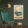 thumbnail image 2 of Cars Wall Art with Frame, Retro Car Wash Poster Mechanic Repair Cleaning Grunge Advertising, Printed Fabric Poster for Bathroom Living Room Dorms, 23" x 35", Pale Orange Turquoise, by Ambesonne, 2 of 2