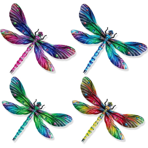 SUNREEK Metal Dragonfly Wall Decor, 9 Inches Dragonfly Outdoor Wall Art for Fence Garden Yard Patio Decorations
