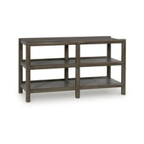 Signature Design by Ashley Kallenny Sofa Table - Dark Burnished Brown Oak with Faux Cement Industrial Finish