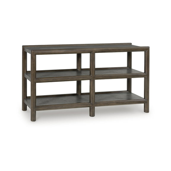Signature Design by Ashley Kallenny Sofa Table - Dark Burnished Brown Oak with Faux Cement Industrial Finish