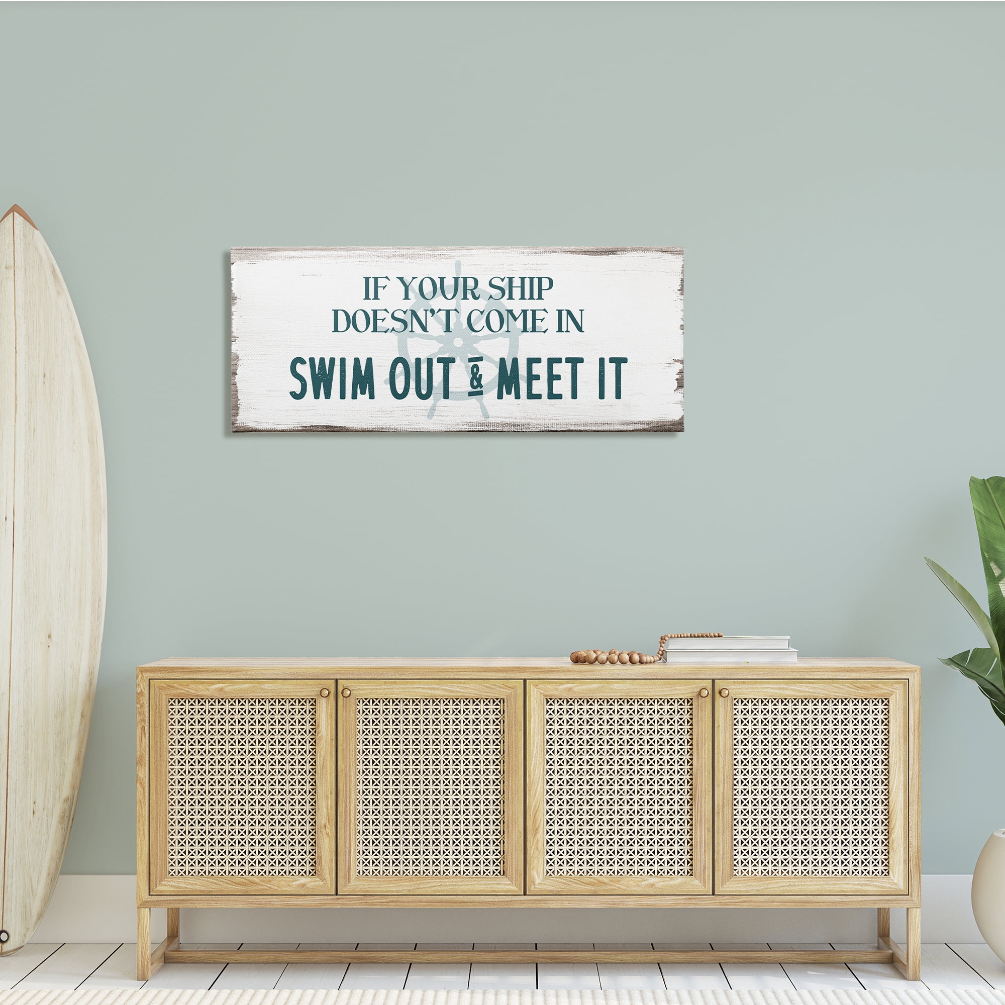 Stupell Indtries Ship Swim Out Meet It Sign Nautical Wheel,48 x 20,Design by Daphne Polselli