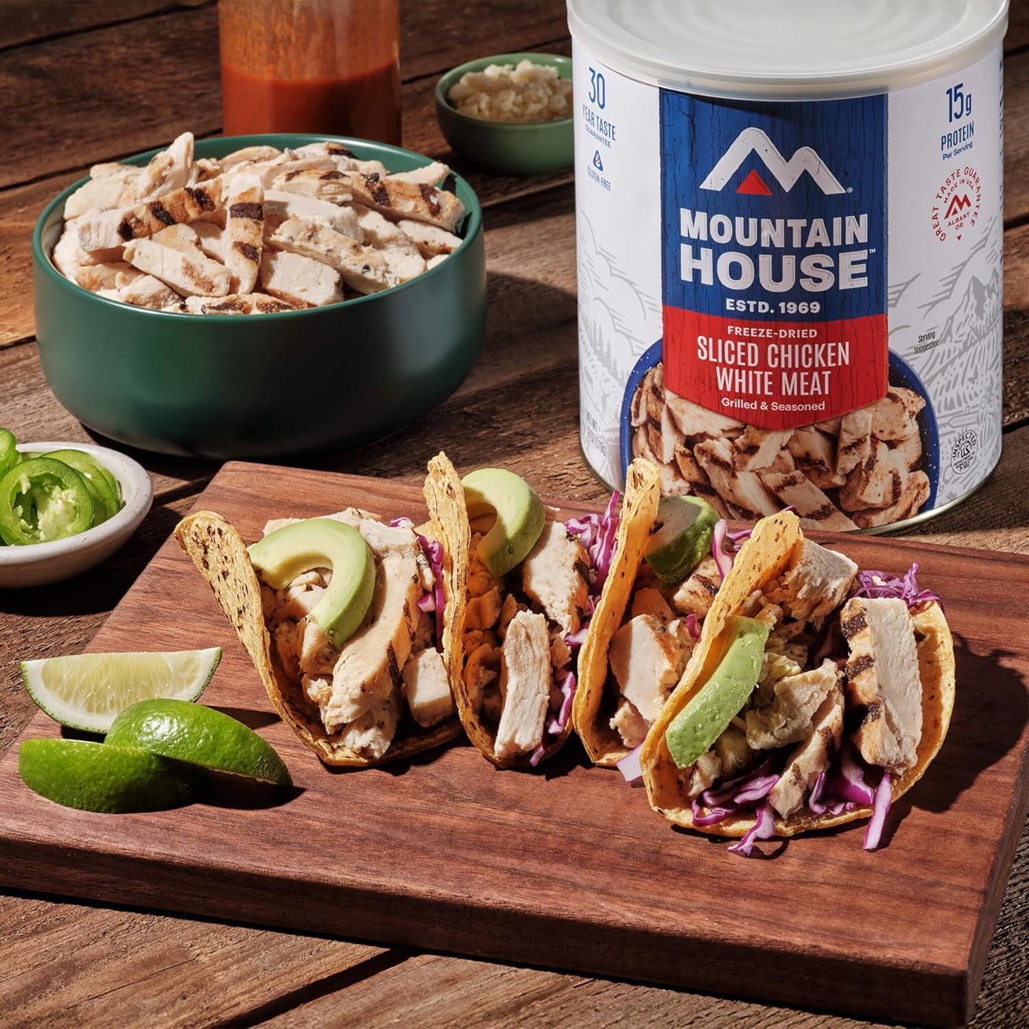 Mountain House Freeze-Dried Grilled Sliced Chicken White Meat, #10 Cans, 24 Servings per Can, 6-Pack, Long-Lasting Multi-Serving Food for Camping, Hiking | 30 Years Shelf Life | Made in USA