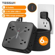 TESSAN 6FT Power Strip Surge Protector with 8 AC & 3 USB Ports (PD 20W)