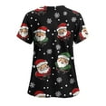 thumbnail image 4 of Feancey Christmas Scrubs Tops for Women Santa Claus Print Funny Nursing Shirts Holiday Casual Short Sleeve V-Neck Tunic Blouse Xmas Ladies Workwear Multicolor S, 4 of 4