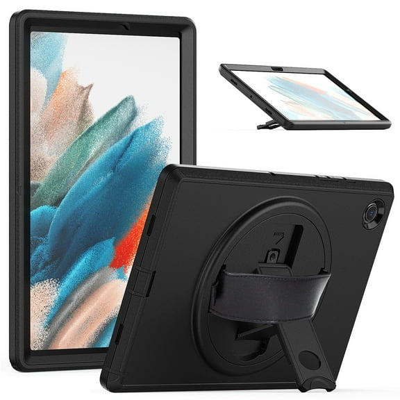K-Lion Rugged Case for Samsung Galaxy Tab A8 10.5 inch X200 X205,Kids Friendly Heavy Duty Silicone Case Hand Strap Kickstand Shockproof 3-Layer Protection Cover for Samsung Galaxy Tab A8 10.5 , Black