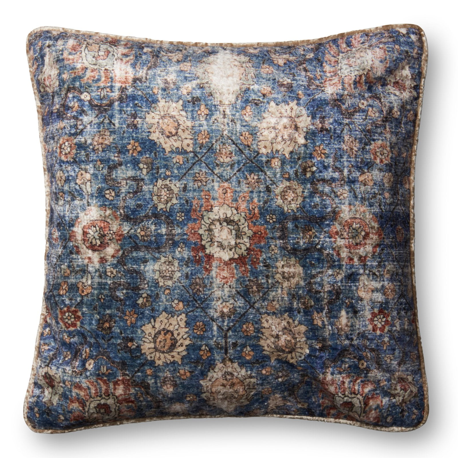 Loloi Rugs P0586 Dark Blue Floral Throw Pillow