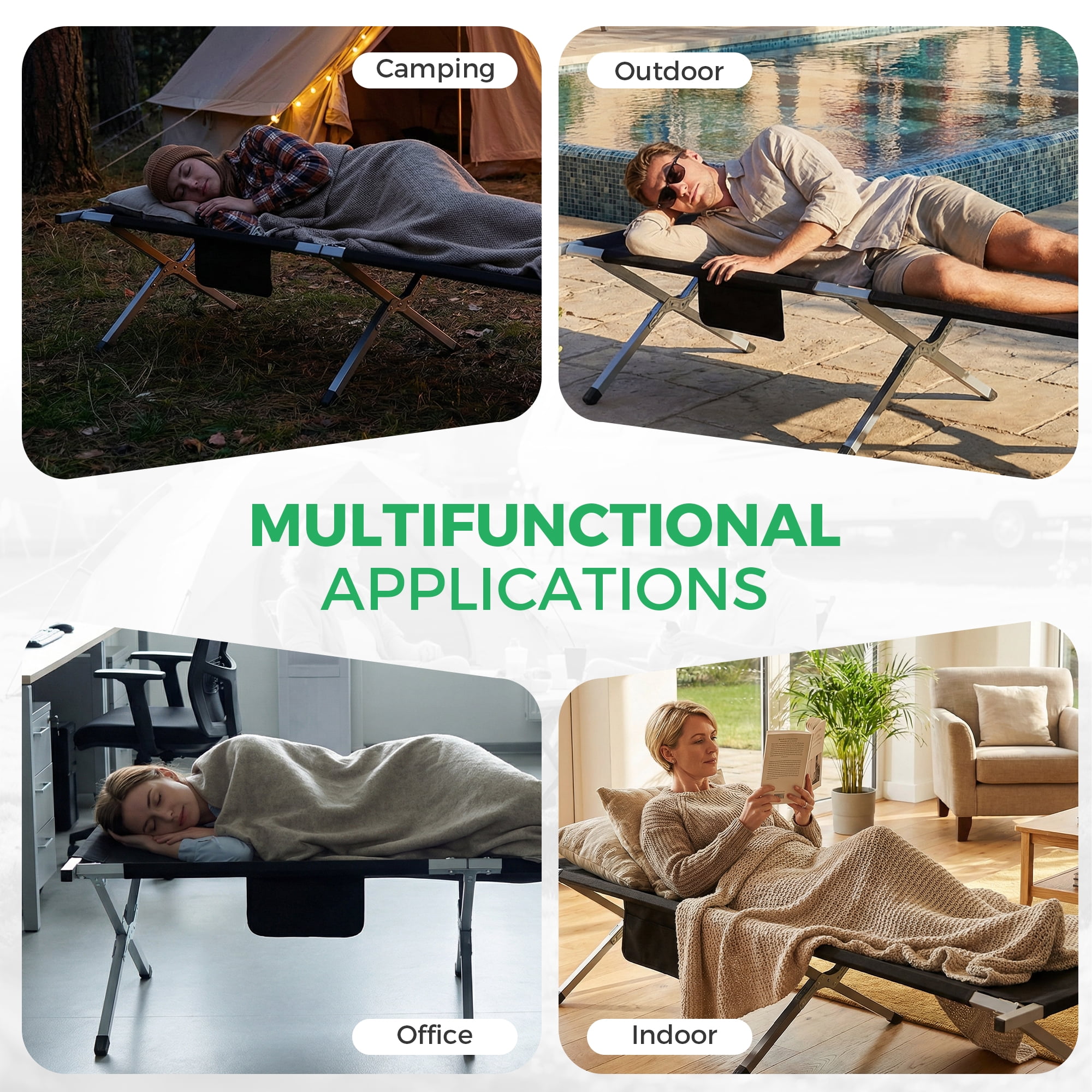 Lightweight Folding Camping Cot, 2 Height Modes 600D Oxford Nylon Sleeping Bed, Portable Foldable Bed for Camping Hiking Travel Office Nap