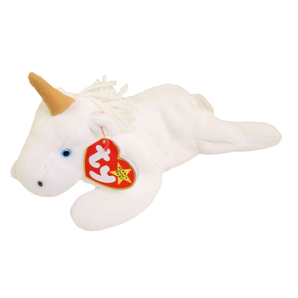 TY Beanie Baby \u201cMystic\u201d the Unicorn with Pink Sparkly Horn and Coarse Mane 8 inch