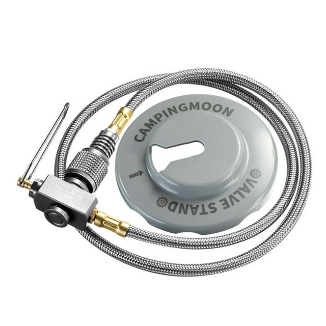 CAMPINGMOON CAMPINGMOON Adaptateur de Réchauds à Gaz de Camping, Connexion de Réservoirs de Gaz Plats avec Valve, Ligne de Connexion de Réservoirs de Gaz Plats Argent 2