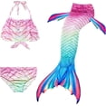 thumbnail image 1 of 3Pcs Mermaid Tails compatible Swimming compatible Girls Swimsuit Princess Bikini Costume Bathing Suits Set compatible Kids Gift_Gift Of G, 1 of 5