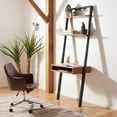 thumbnail image 2 of SAFAVIEH Kamy Rustic Retro 2 Shelf Leaning Desk, Natural/Charcoal, 2 of 14
