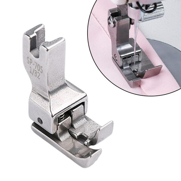 Guía de pie para dobladillo enrollado, resistente, accesorios para máquinas de coser industriales, herramienta para costura de tela Overlock, costura 1mm Macarena Prensatelas para coser