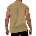 thumbnail image 6 of Inglocry Mens Button Down Summer Shirts Sleeveless Cotton Linen Beach Tank Top Basic Solid Work Dress Shirt Khaki L, 6 of 6