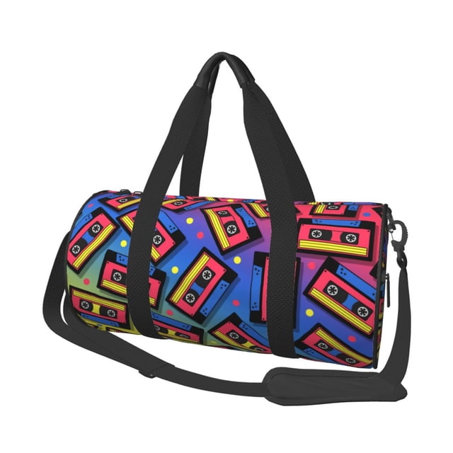 Easygdp Vintage Audio Cassettes Bolsa de Viaje, Bolsa de Mano, Bolsa de Gimnasio, Bolsa de Equipaje para Viaje