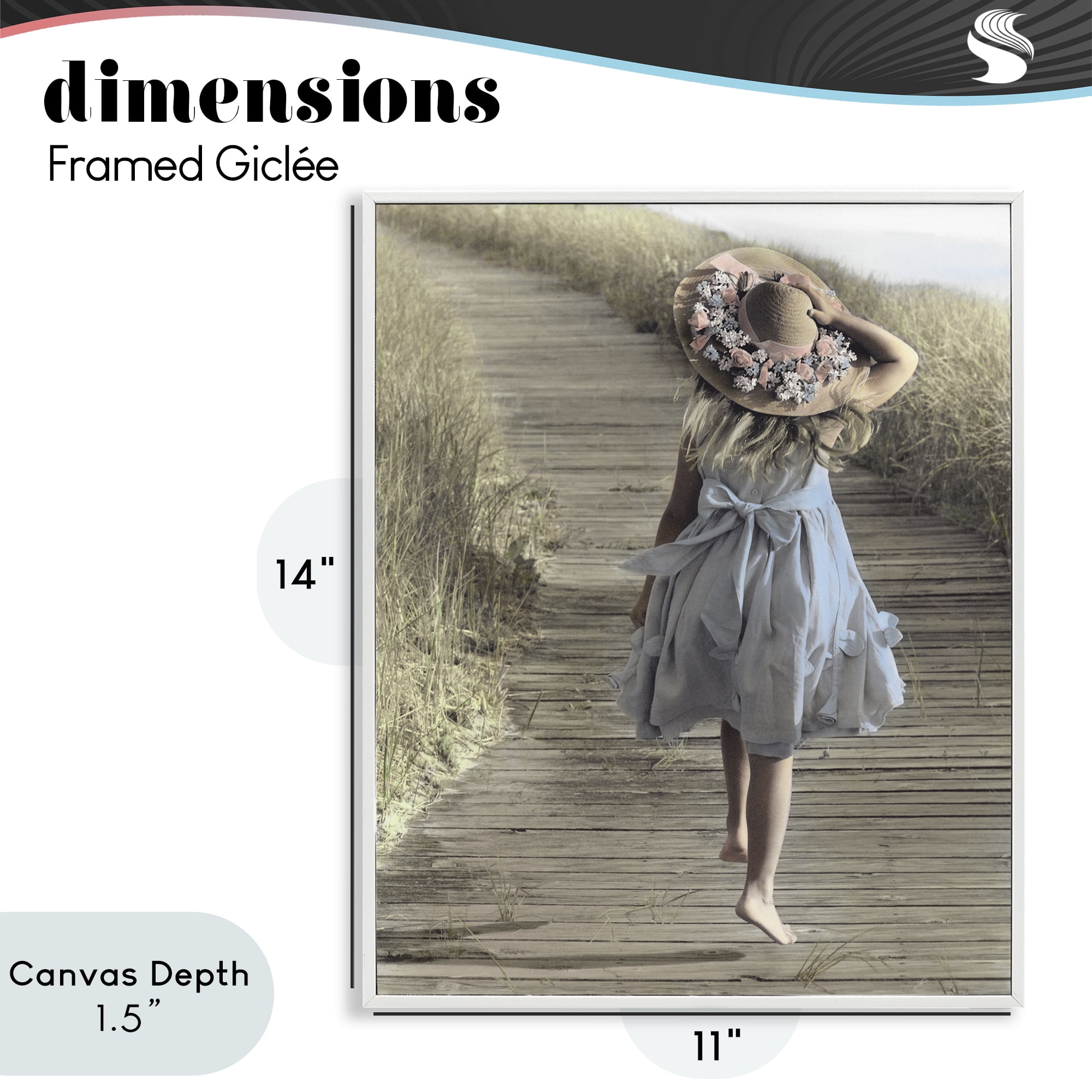 Stupell Industries Girl With Sun Hat Walking White Framed Giclee Art, design by Kendra Dew