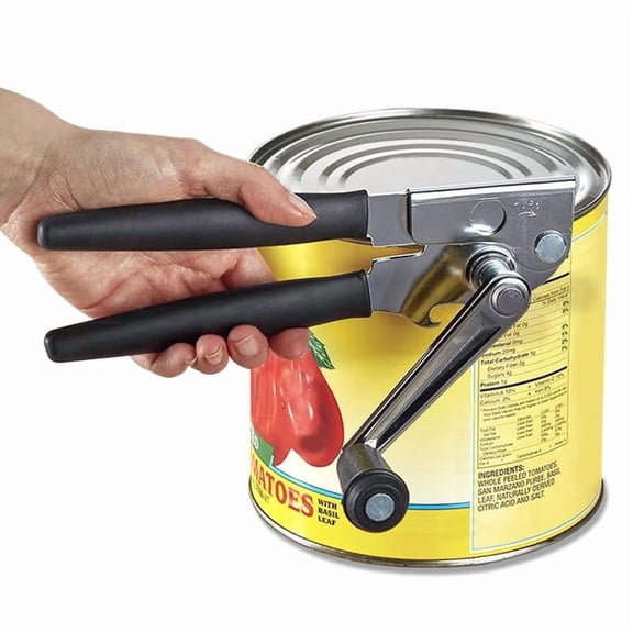 Commercial Can Opener Professional Manual Folding Hand Crank Can Opener Heavy Duty - Ergonomic Extended Handles & Smooth Edge Design, Effortless Handheld Tool For Large Cans, Kitchens, Seniors
