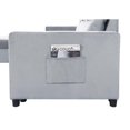 thumbnail image 3 of Benjara 82 Inch Sleeper Sectional Sofa with Left Storage Chaise, Light Gray Velvet, 3 of 5