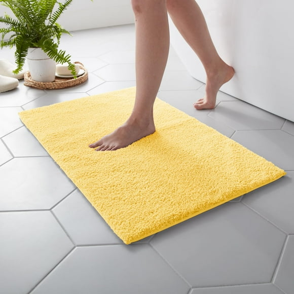 Alfombra de baño Martha Stewart Drylon de microfibra 43 x 61 cm, color amarillo