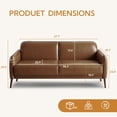 thumbnail image 3 of Atopston 67" Faux Leather Loveseat, Mid Century Modern 2 Seater Couch with Thick Cushion and 2x Throw Pillows, Upholstered Leather Sofa with Deep Seat for Compact Apartment Loft and Office, Tan, 3 of 5