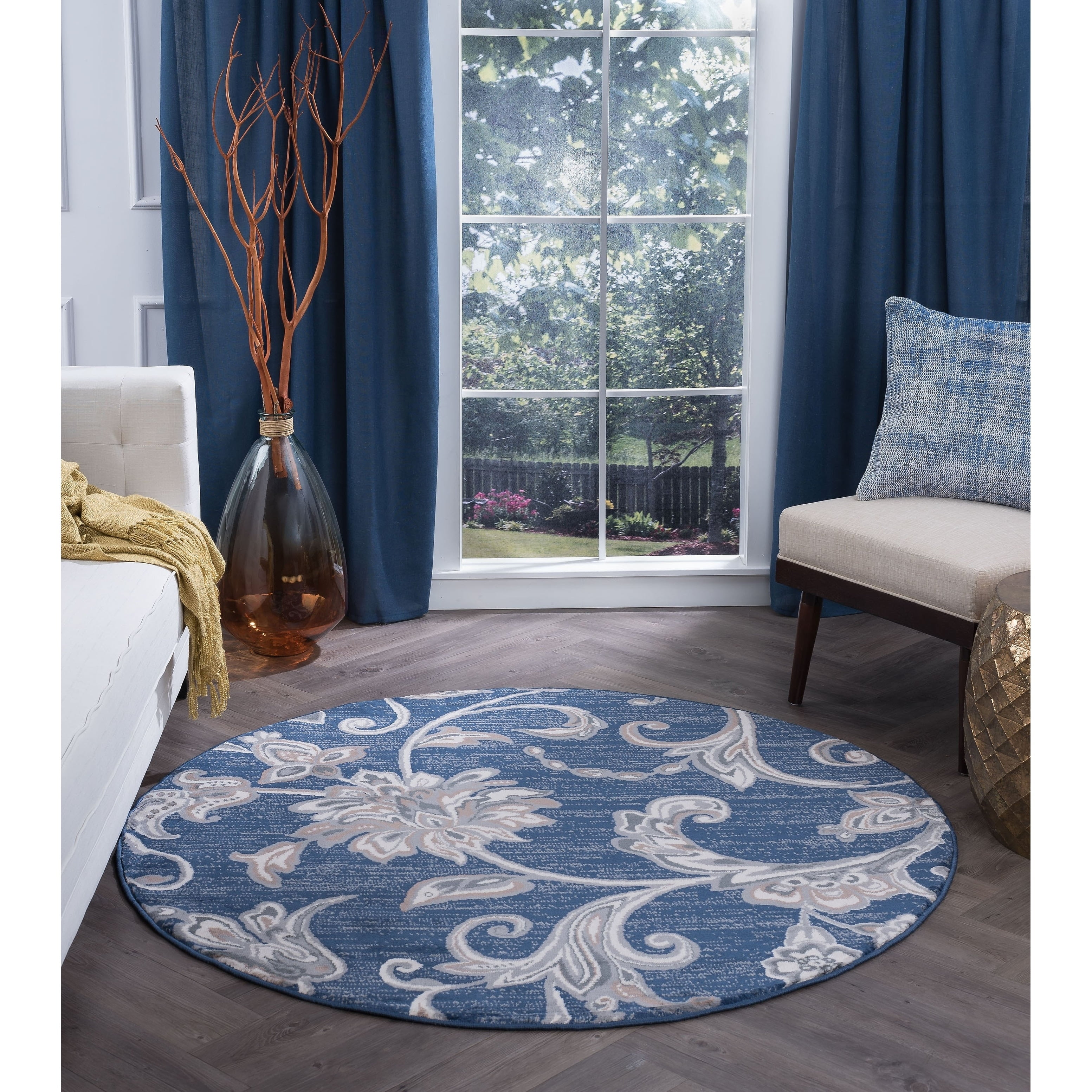 Alise Rugs Carrington Transitional Floral Oval Area Rug