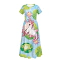 thumbnail image 5 of Uourmeti Cute Axolotl Frog Print Girls Maxi Summer Dress with Pocket Short Sleeve Spring Boho Long Sundress Casual School for Kids, Size 11-12 Years, 5 of 7