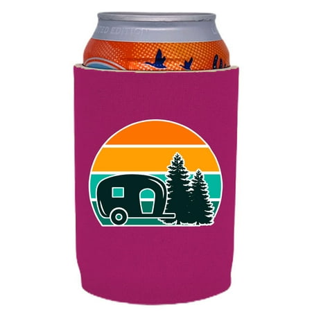 

Retro Camper Full Bottom Can Coolie (Fuchsia)
