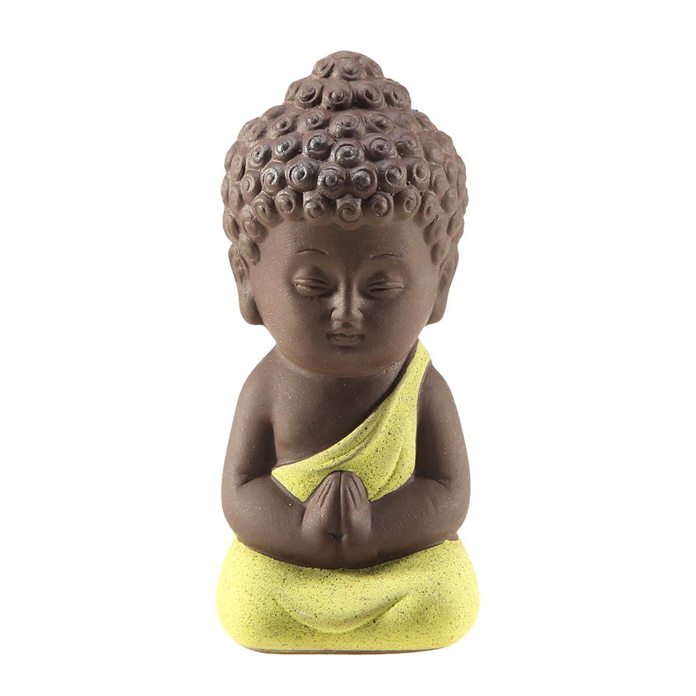 Ceramic Small Buddha Statue Monk Figurine Tea Pet Ornaments Figurine 