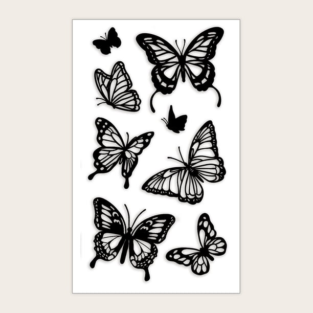 Sexy Black and White Butterfly Tattoo Stickers for Arm and Clavicle - Long-Lasting and Easy to Apply