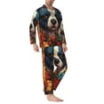 thumbnail image 2 of Honeii Cute Colorful Flower French Bulldog Pattern Mens Pajamas Set,2pcs Men's Lounge Long Sleeve Sleep Shirt and Pajama Bottoms Sleepwear Set,Mens Pjs Sets-Medium, 2 of 7
