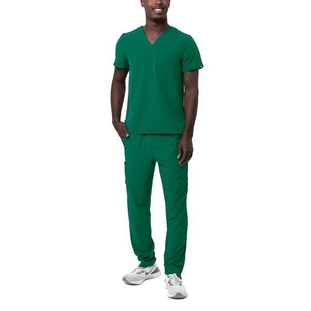 Adar Addition Go-Basic Scrub Set For Men - Classic V-Neck Scrub Top & Cargo Scrub Pants