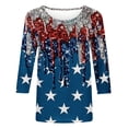 thumbnail image 3 of Baikeli Free avec Codes Promo Hauts pour Femmes Jour de l'Indépendance Été Manches 3/4 Col Rond Tee Drapeau Usa Imprimé Blouse Pull Patriotique Manches 3/4 pour Femmes, 3 of 4