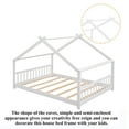 thumbnail image 3 of Full Size House Bed, Montessori Style Floor Bed Frame, Wood Fun Playhouse Twin Bed with Headboard and Footboard for Teens（White), 3 of 8